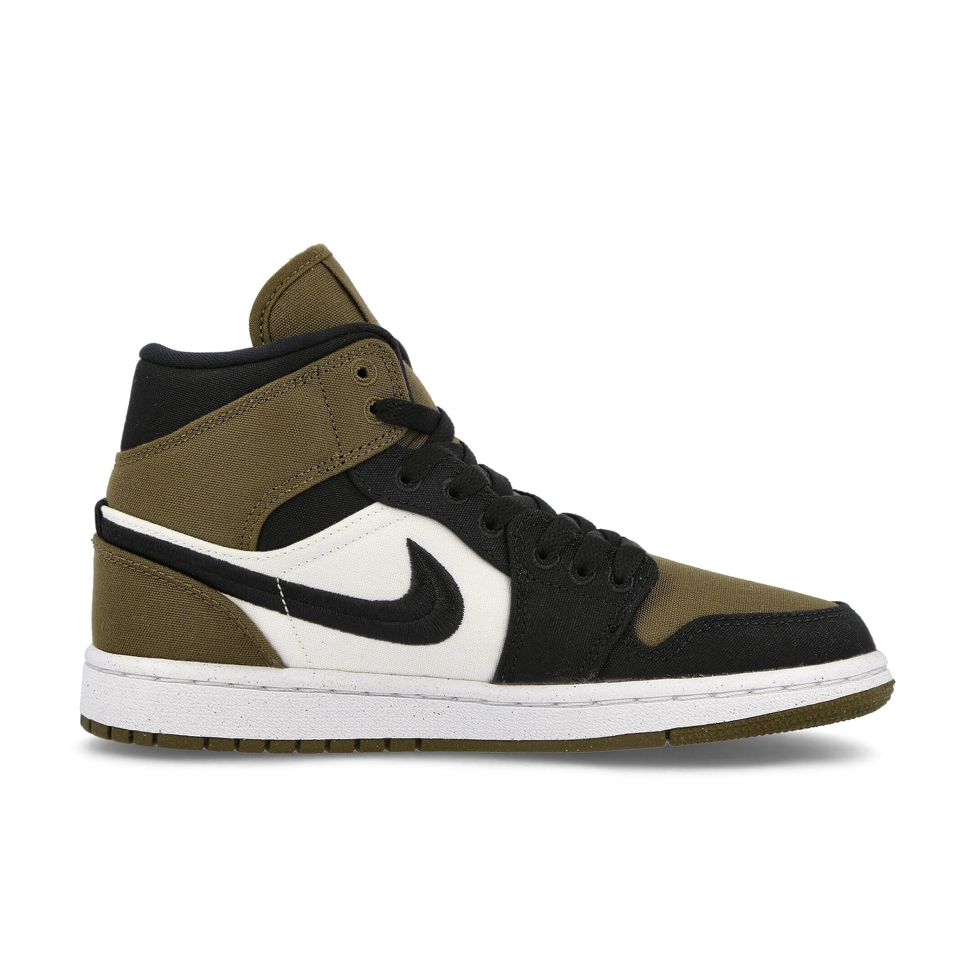 Jordan Wmns Air Jordan 1 Mid SE Light Olive / Black - Sail - White Sneakers Silhouette | Overkill