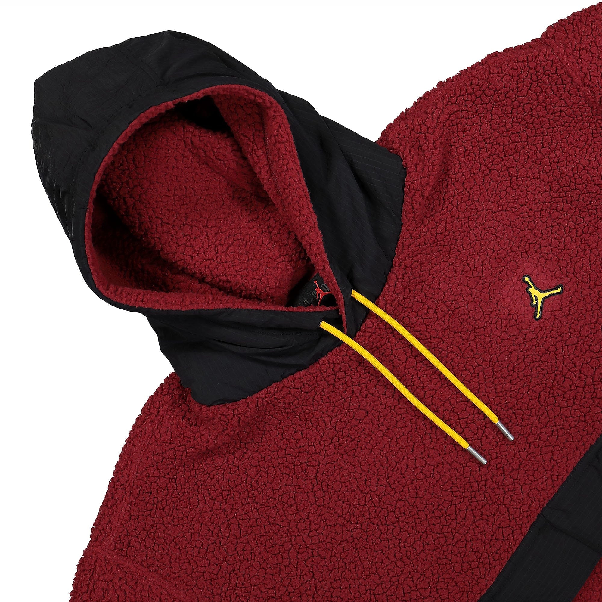 Jordan Air Jordan Essential Statement Fleece Winter Hoodie Cherrywood Red / Black / Taxi / Tax Hoodies Close-up | Overkill