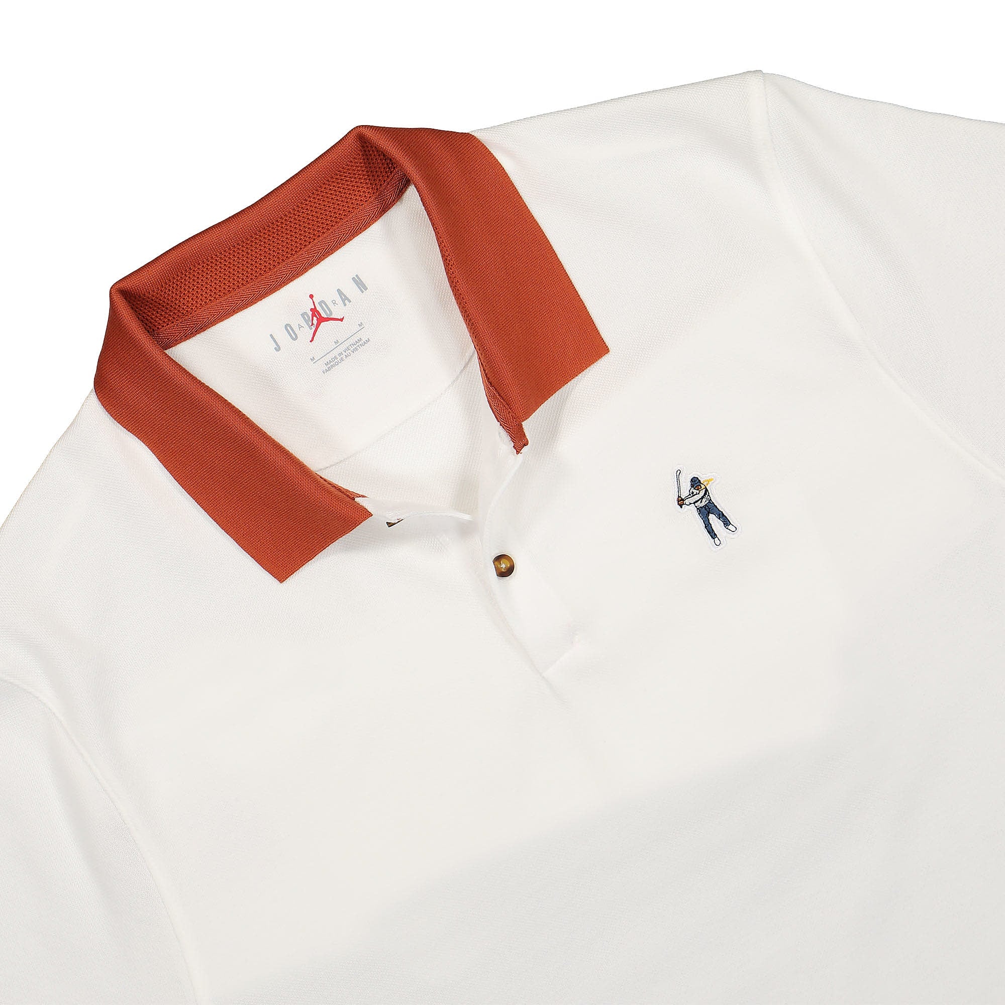 Jordan Eastside Golf x Air Jordan EG Polo White / Burnt Sunrise / Midnight Navy Polo Shirts Close-up | Overkill