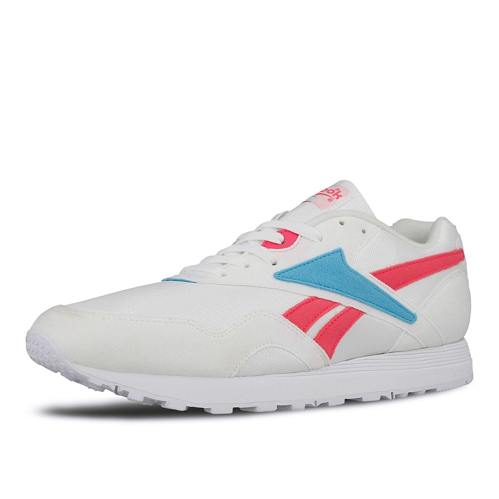 Reebok rapide mu White-Solar Pink-Neon Blue Sneakers Close Up | Overkill