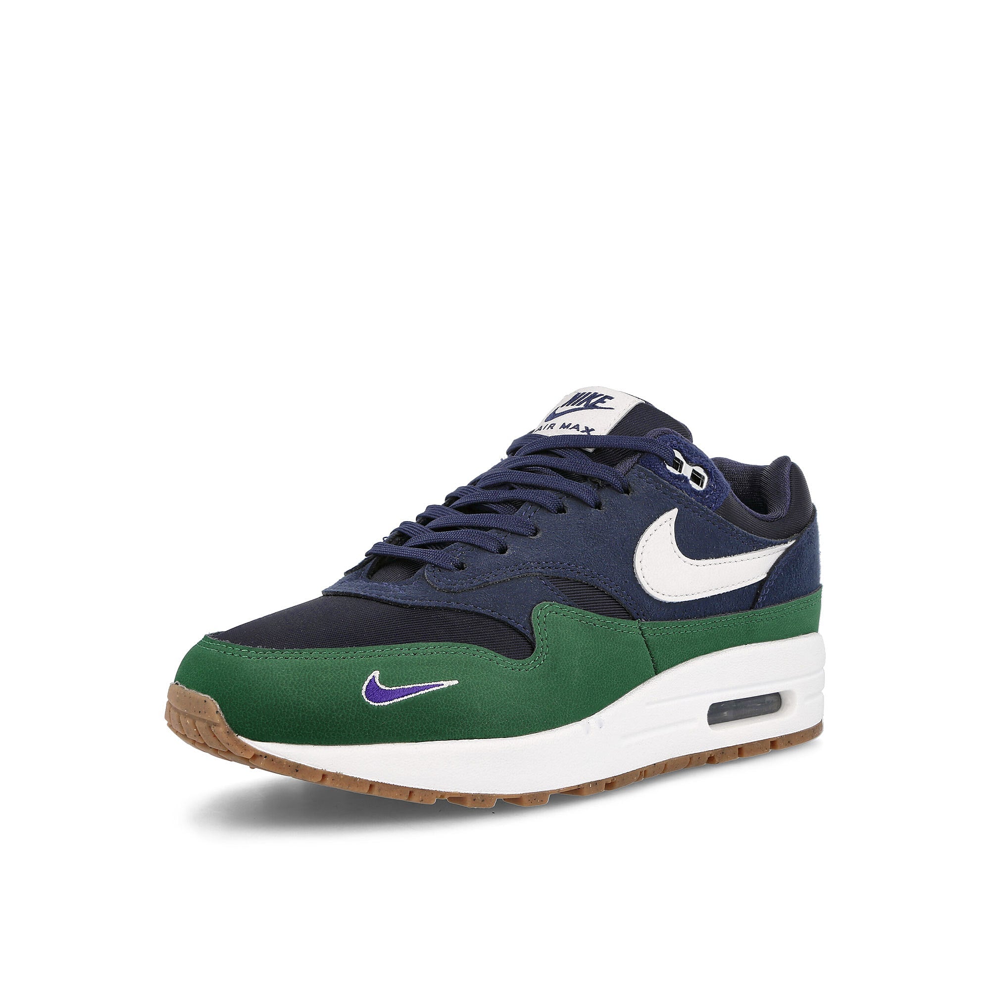 Nike wmns air max 1 87 qs Obsidian-White - Midnight Navy - Gorge Green Low Top Sneakers Close Up | Overkill