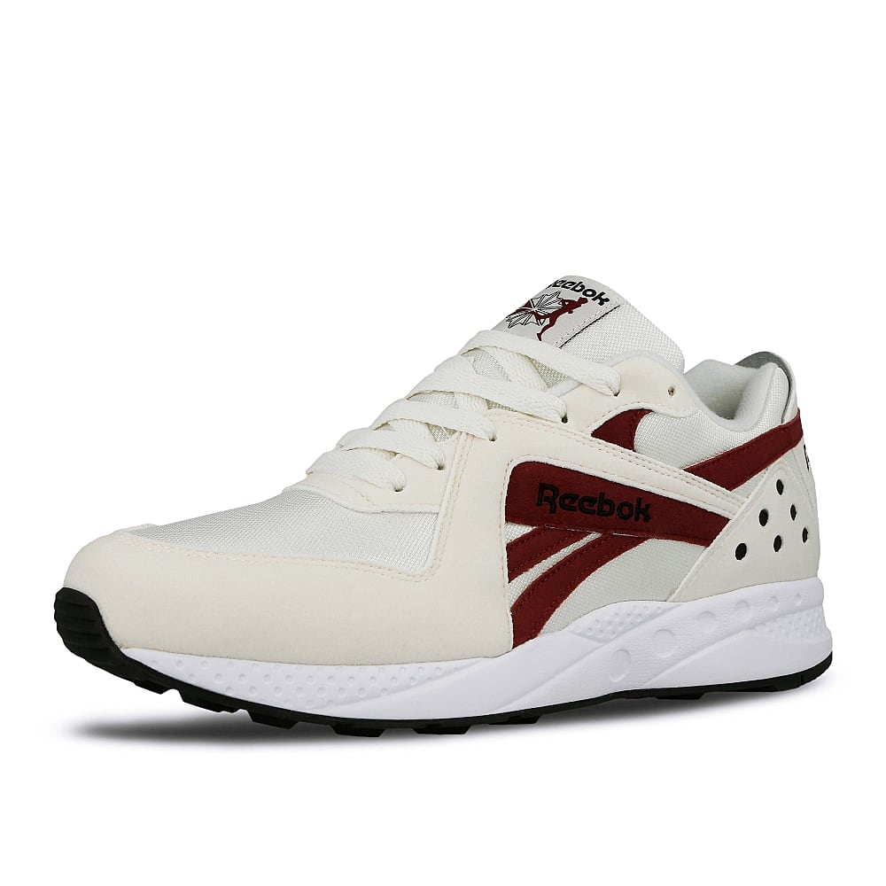 Reebok pyro Chalk-Burgundy-Black-White Sneakers Close Up | Overkill