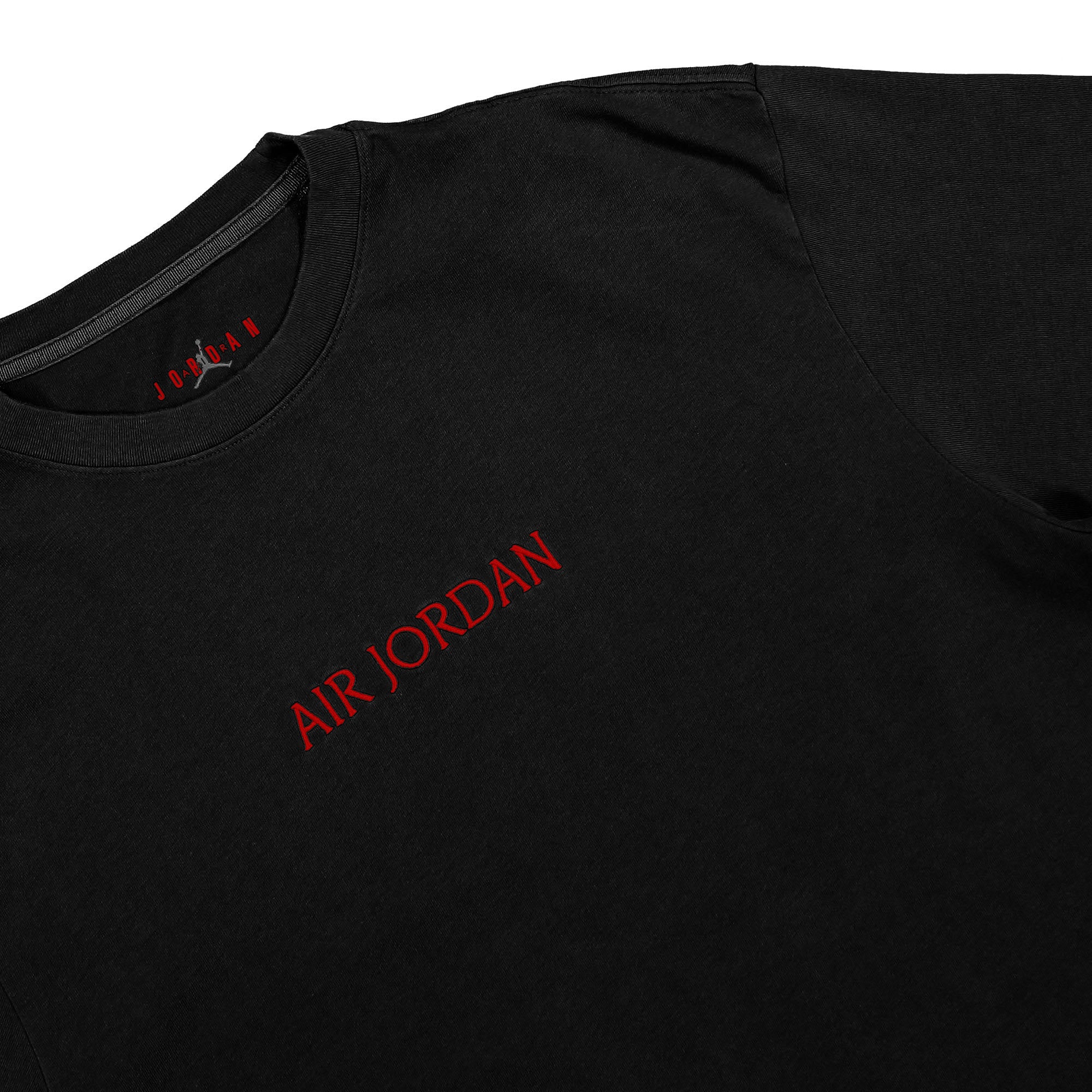 Jordan Air Jordan Wordmark Tee Black / Gym Red T-Shirts Close-up | Overkill