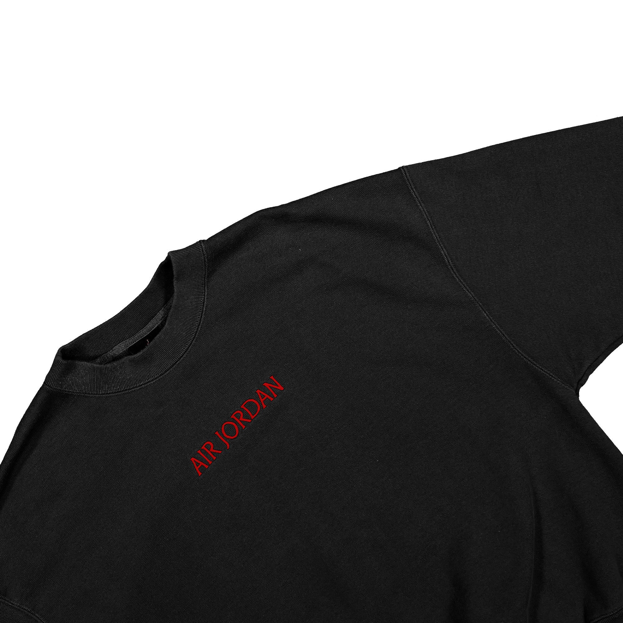 Jordan Air Jordan Wmns Wordmark Fleece Crew Black / Gym Red Sweatshirts Close-up | Overkill
