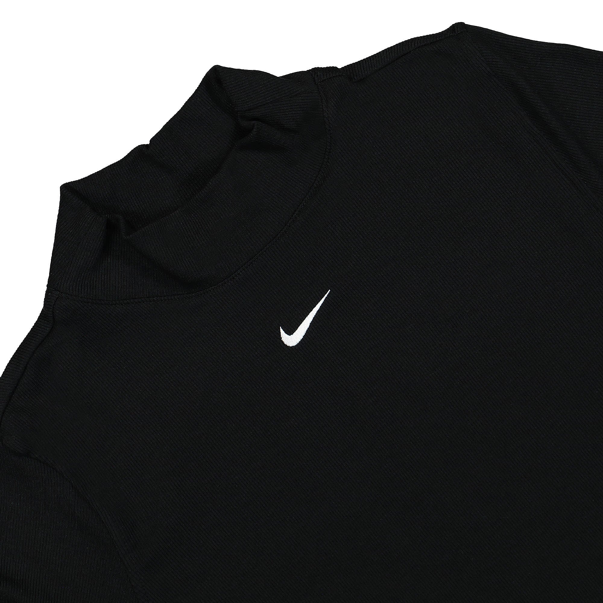 Nike W Essential Ribbed Mock Long Sleeve Top Black / White Longsleeves Close-up | Overkill