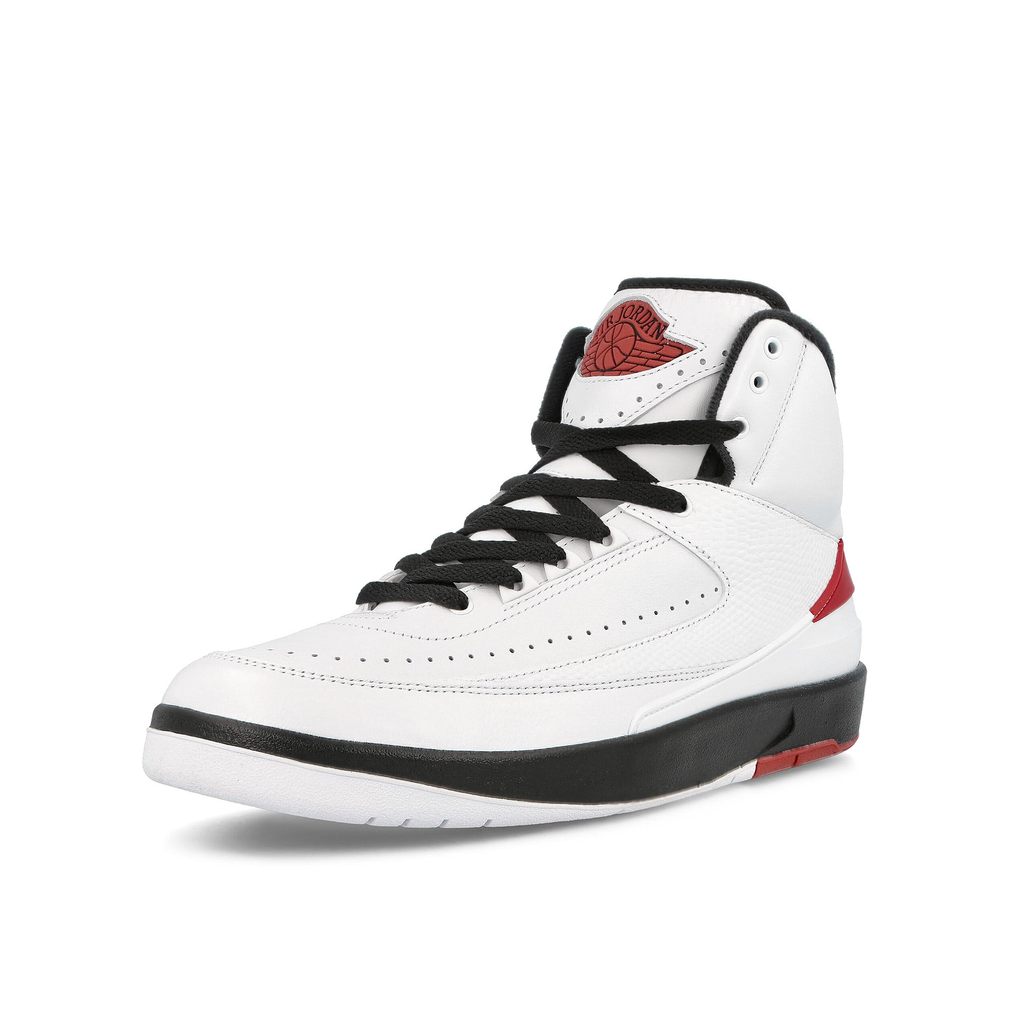 Jordan Air Jordan 2 Retro White-Varsity Red - Black Mid Top Sneakers Close Up | Overkill