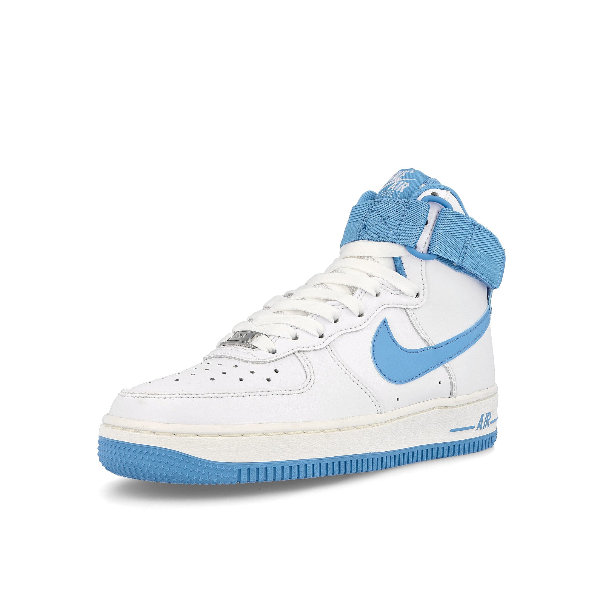 Nike wmns air force high og qs White-University Blue - Sail High Top Sneakers Close Up | Overkill