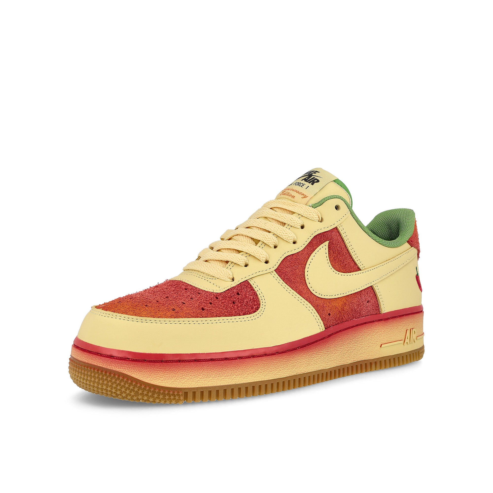 Nike Air Force 1 07 Lemon Wash-Lemon Wash - University Red Low Top Sneakers Close Up | Overkill