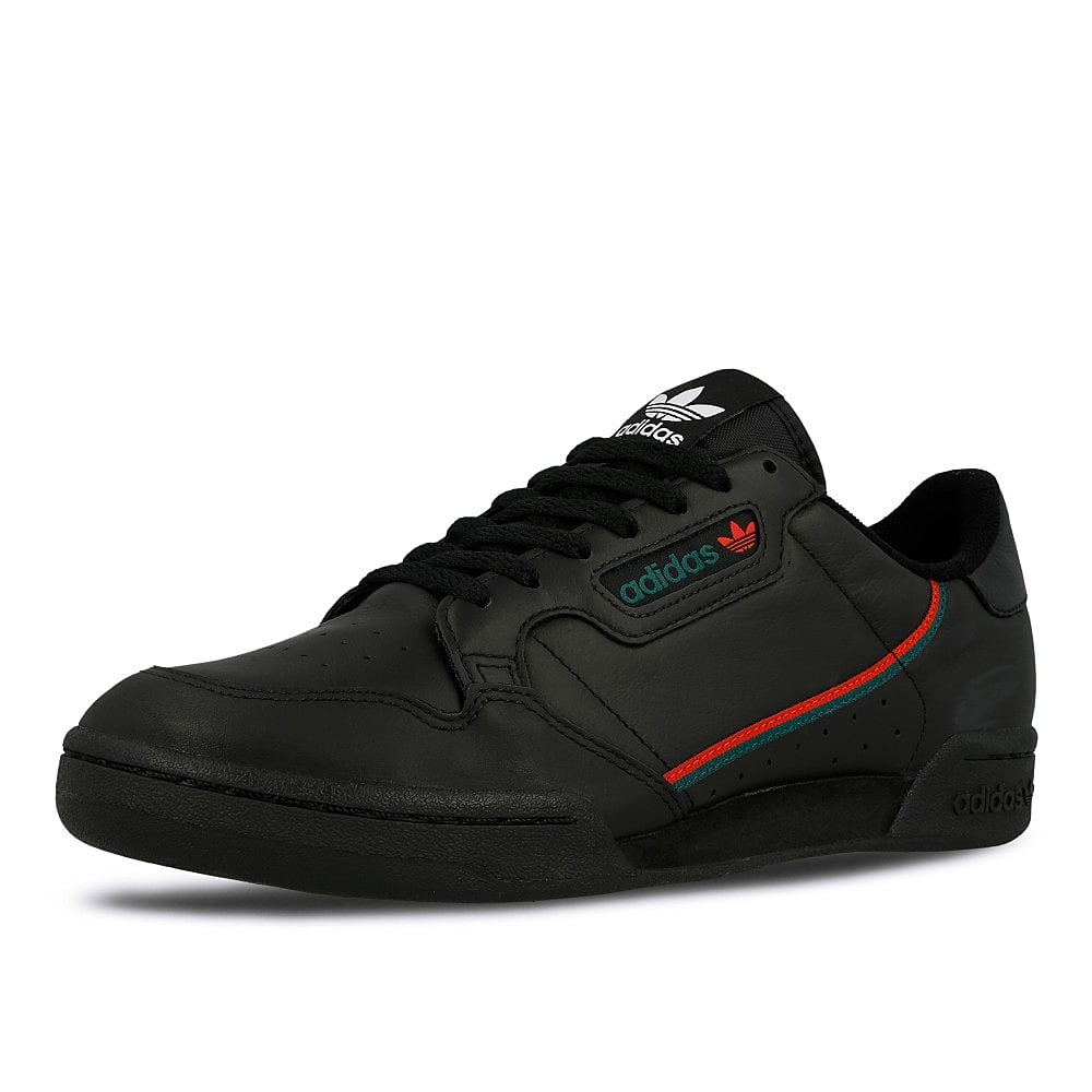 adidas continental 80 Core Black-Scarlet-Collegiate Green Sneakers Close Up | Overkill