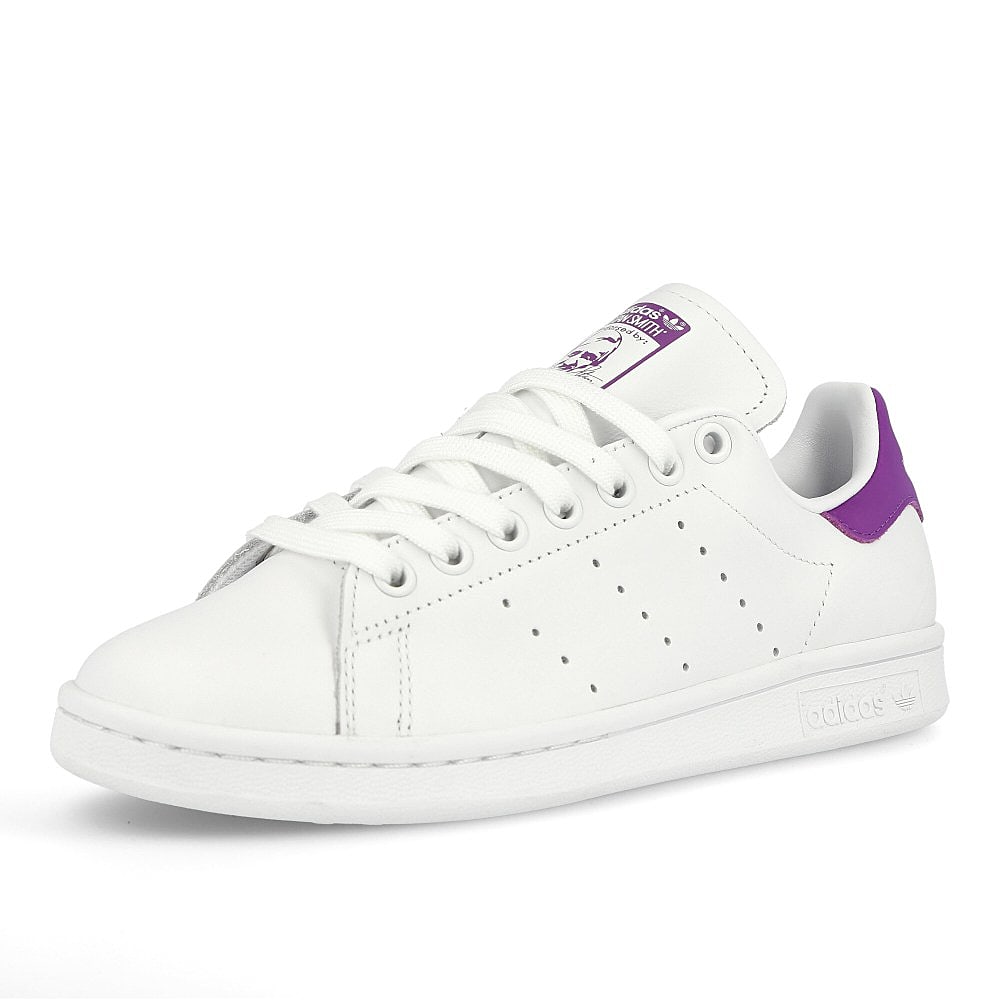 adidas wmns stan smith Running White-Action Purple-Running White Sneakers Close Up | Overkill