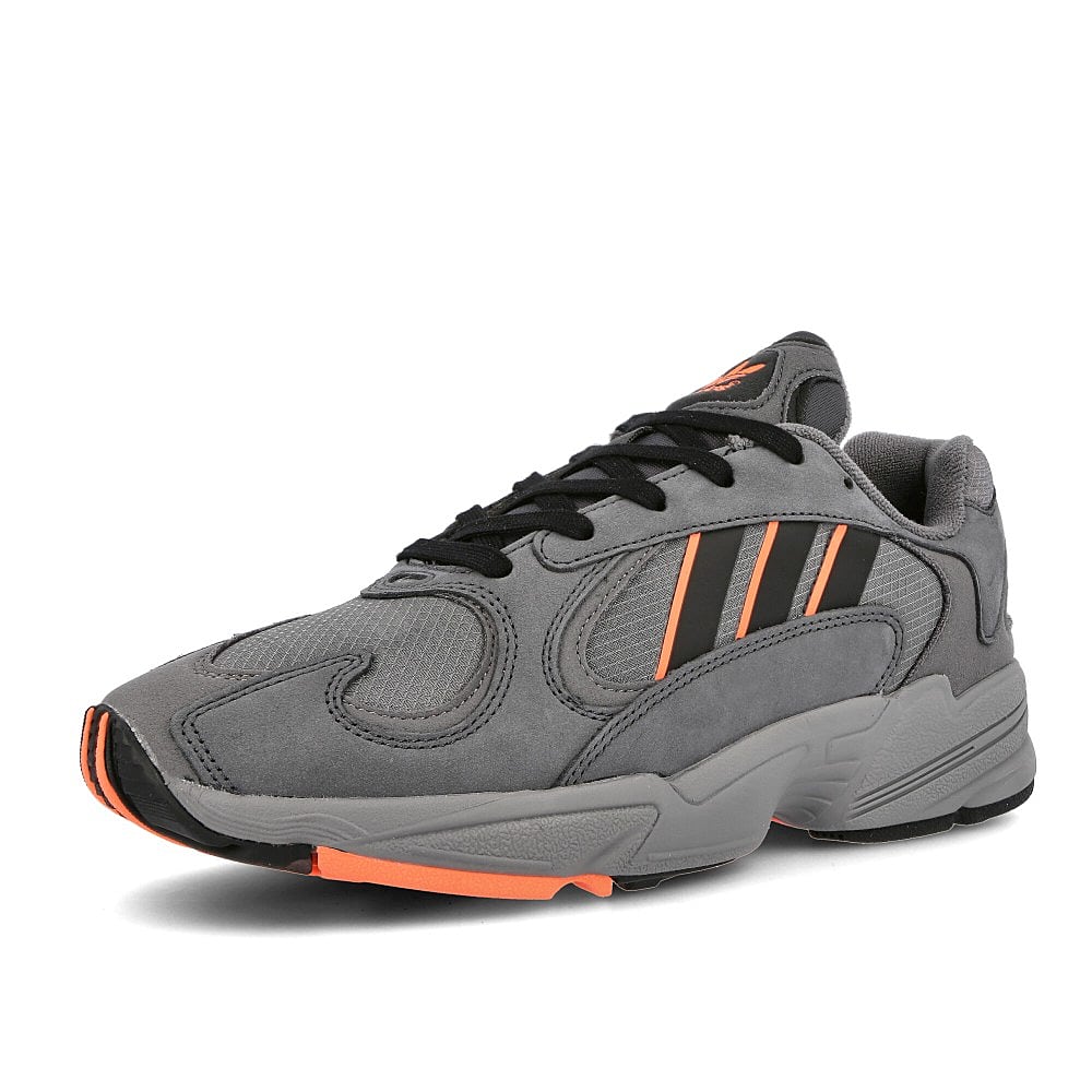 adidas yung-1 Grey Six-Core Black-Signature Coral Sneakers Close Up | Overkill