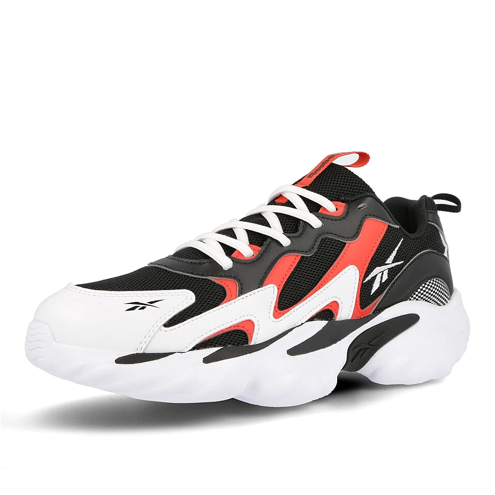 Reebok dmx series 1000 White-Black-Radar Red Low Top Sneakers Close Up | Overkill
