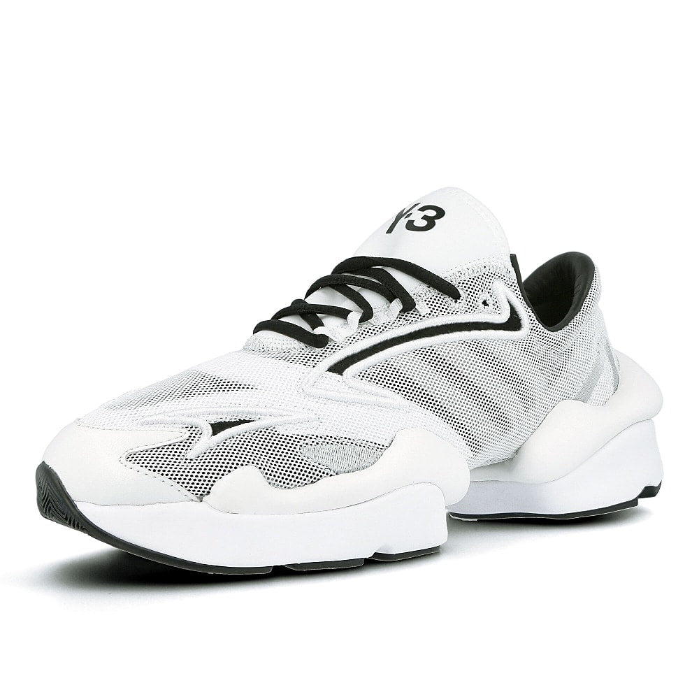 Y-3 ren Running White-Black-Silver Metallic Sneakers Close Up | Overkill