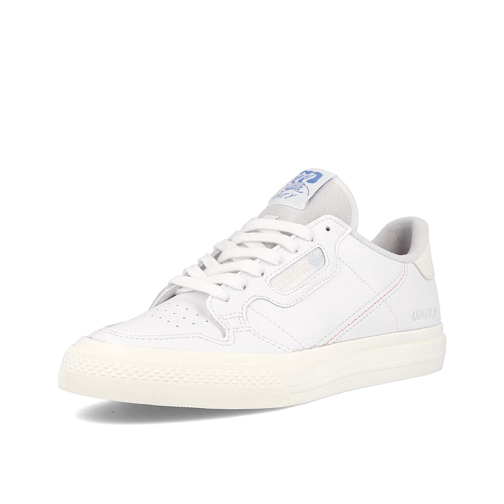 adidas Unity Press x adidas Continental Vulc Footwear White-Chalk White-Light Blue Sneakers Close Up | Overkill