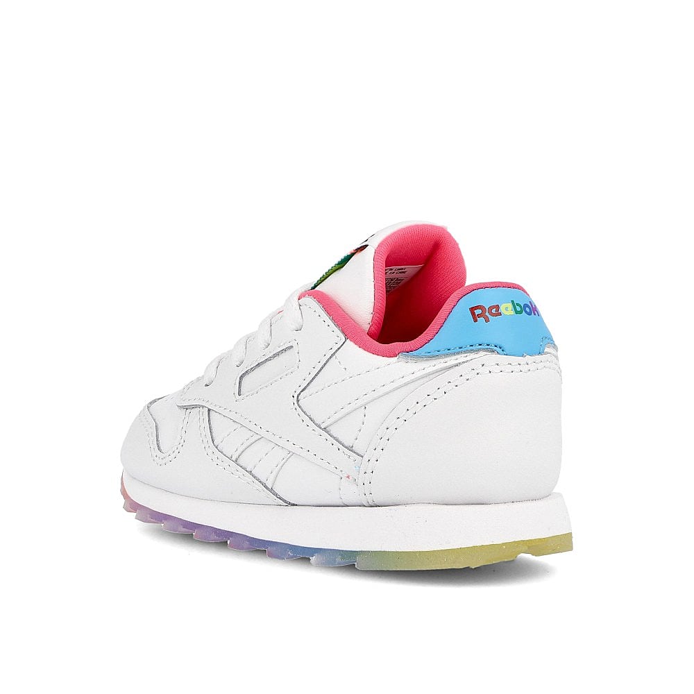 Reebok classic leather infants White / Neon Blue / Solar Yellow Close-up | Overkill