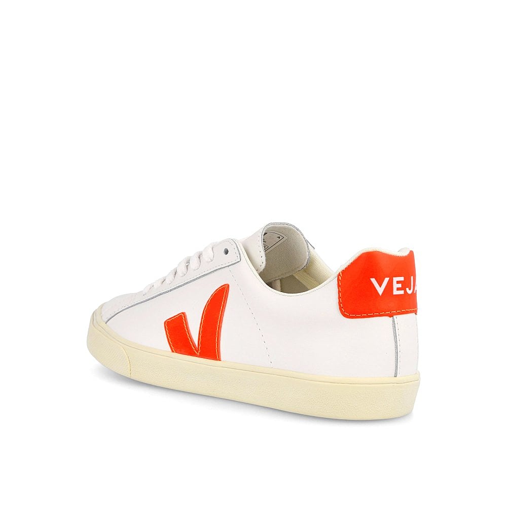 Veja wmns esplar logo leather Extra White / Orange Fluo Close-up | Overkill