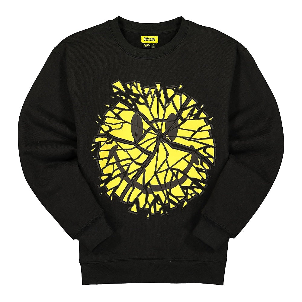 Chinatown Market Glass Smiley Crewneck Black Sweatshirts F20-1960004 / 0001 | Overkill
