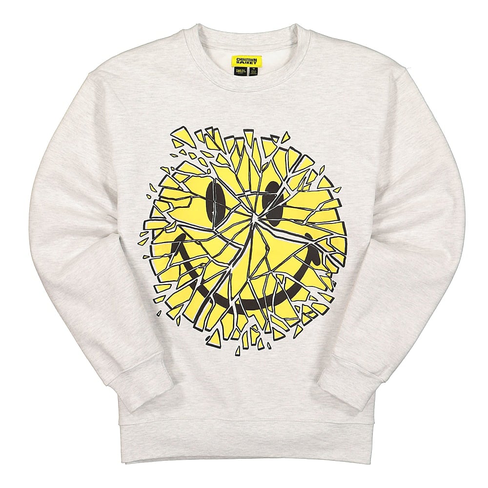 Chinatown Market Glass Smiley Crewneck Grey Sweatshirts F20-1960004 / 0008 | Overkill