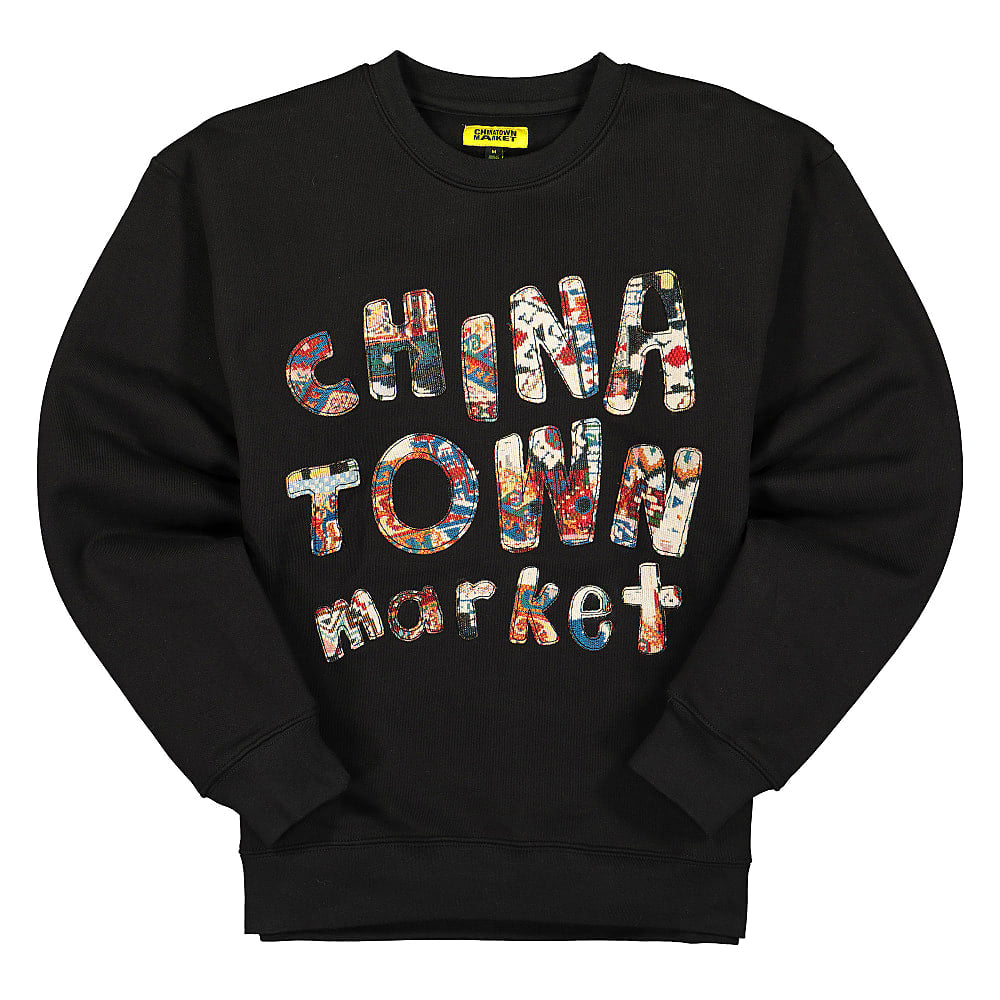 Chinatown Market Patchwork Crewneck Black Sweatshirts F20-1960008 / 0001 | Overkill