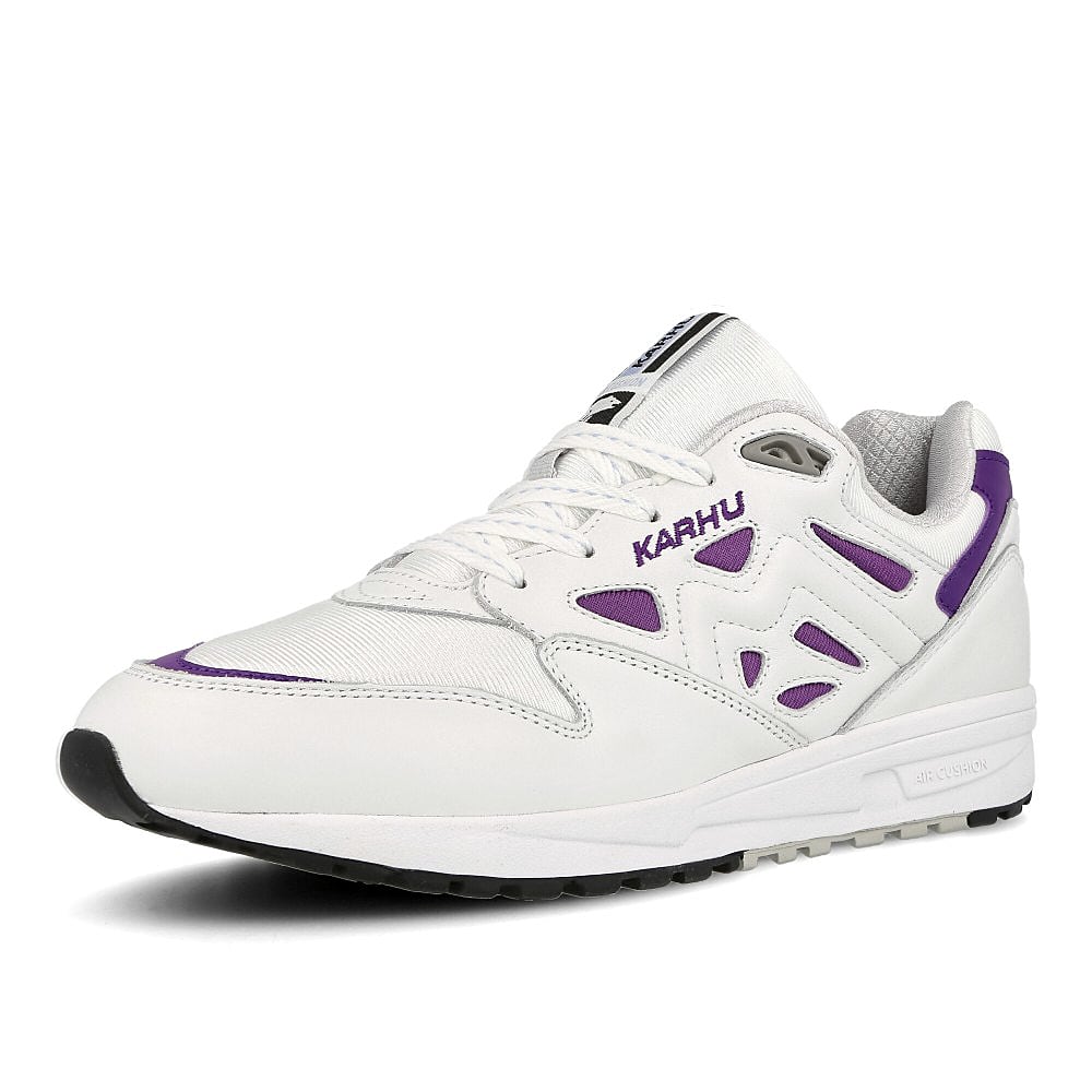 Karhu legacy Bright White-Tillandsia Purple Low Top Sneakers Close Up | Overkill