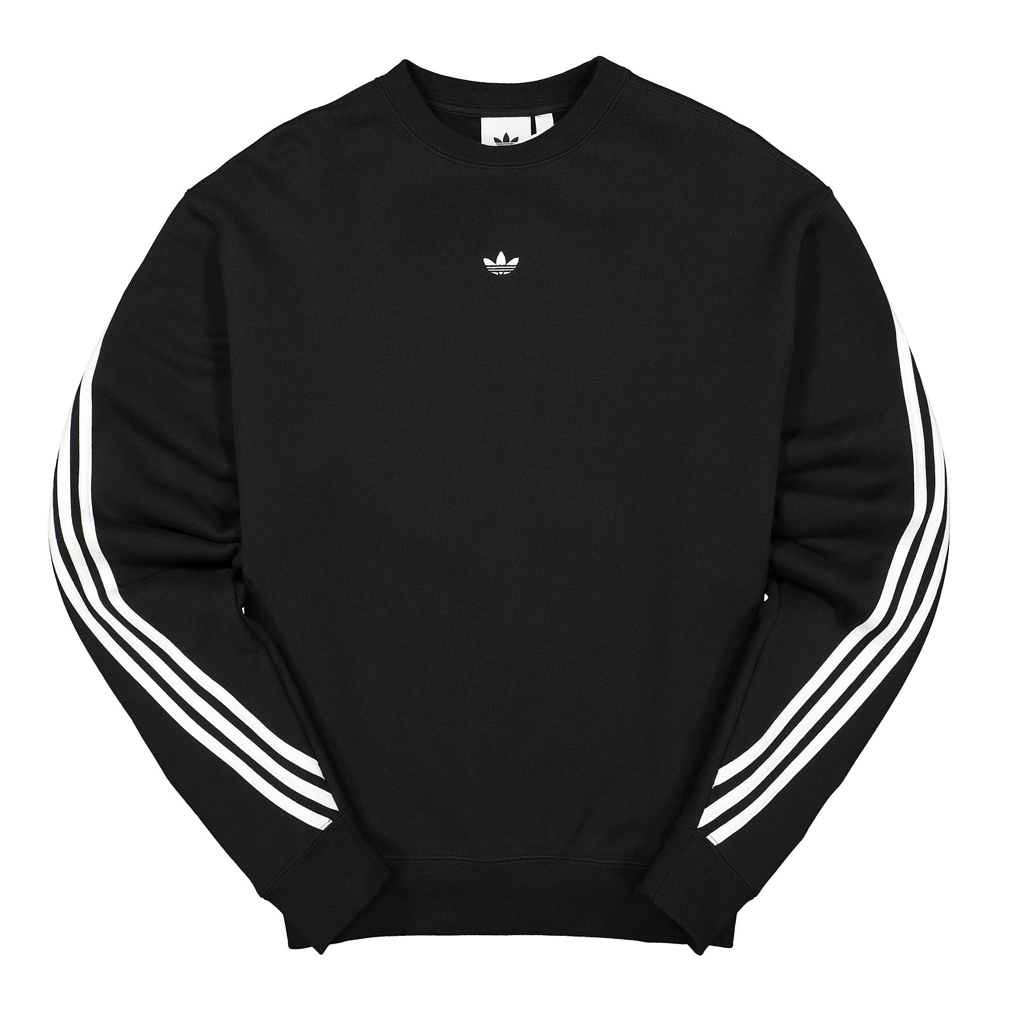 adidas 3 Stripe Wrap Crew Neck Black Sweatshirts FM1522 | Overkill