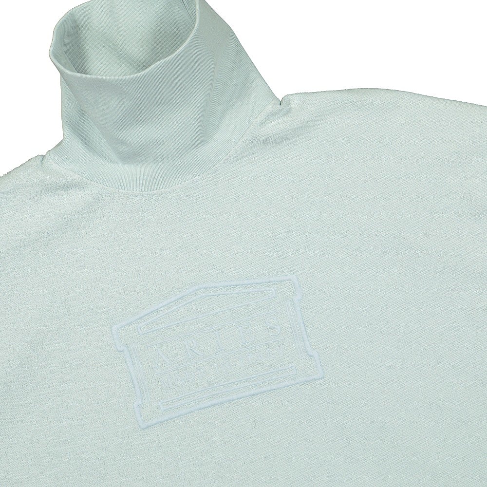 Aries Reverse Fleece Turtleneck Sweat Pale Blue Sweatshirts Close-up | Overkill