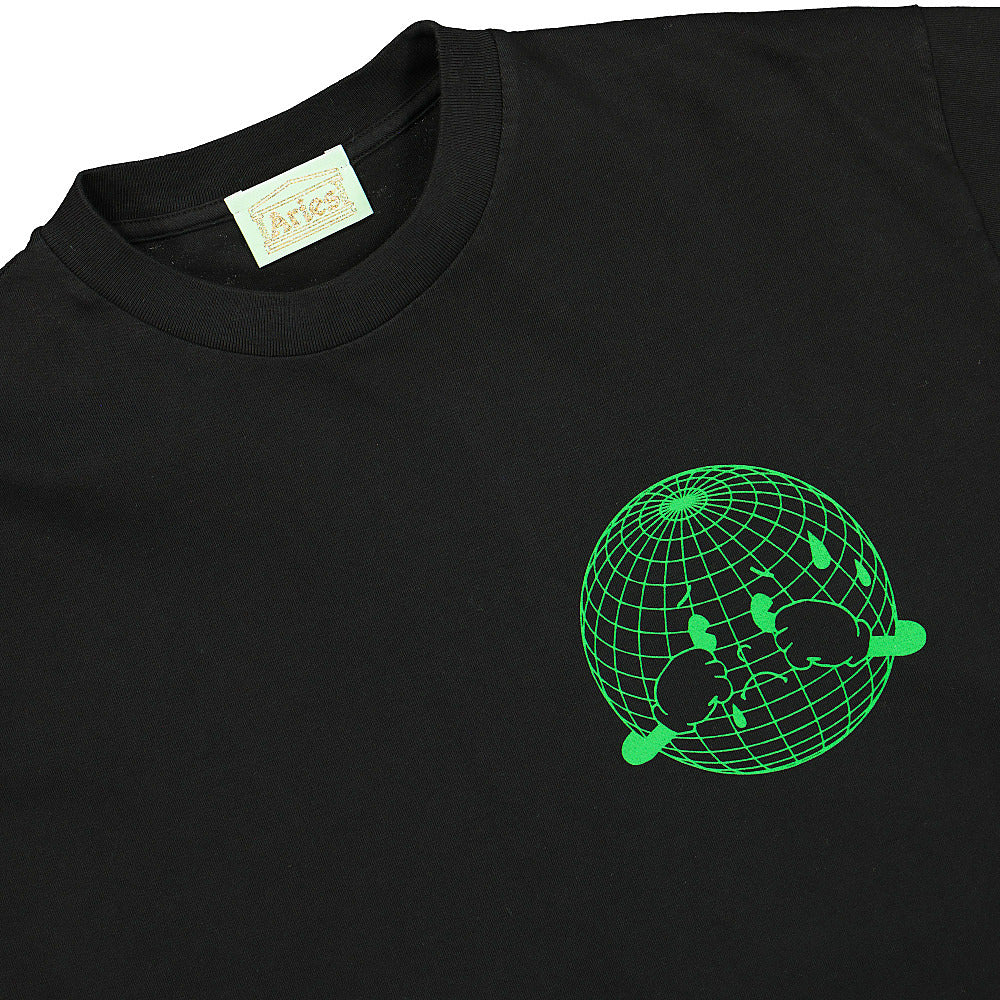 Aries Sad Planet SS Tee Black T-Shirts Close-up | Overkill