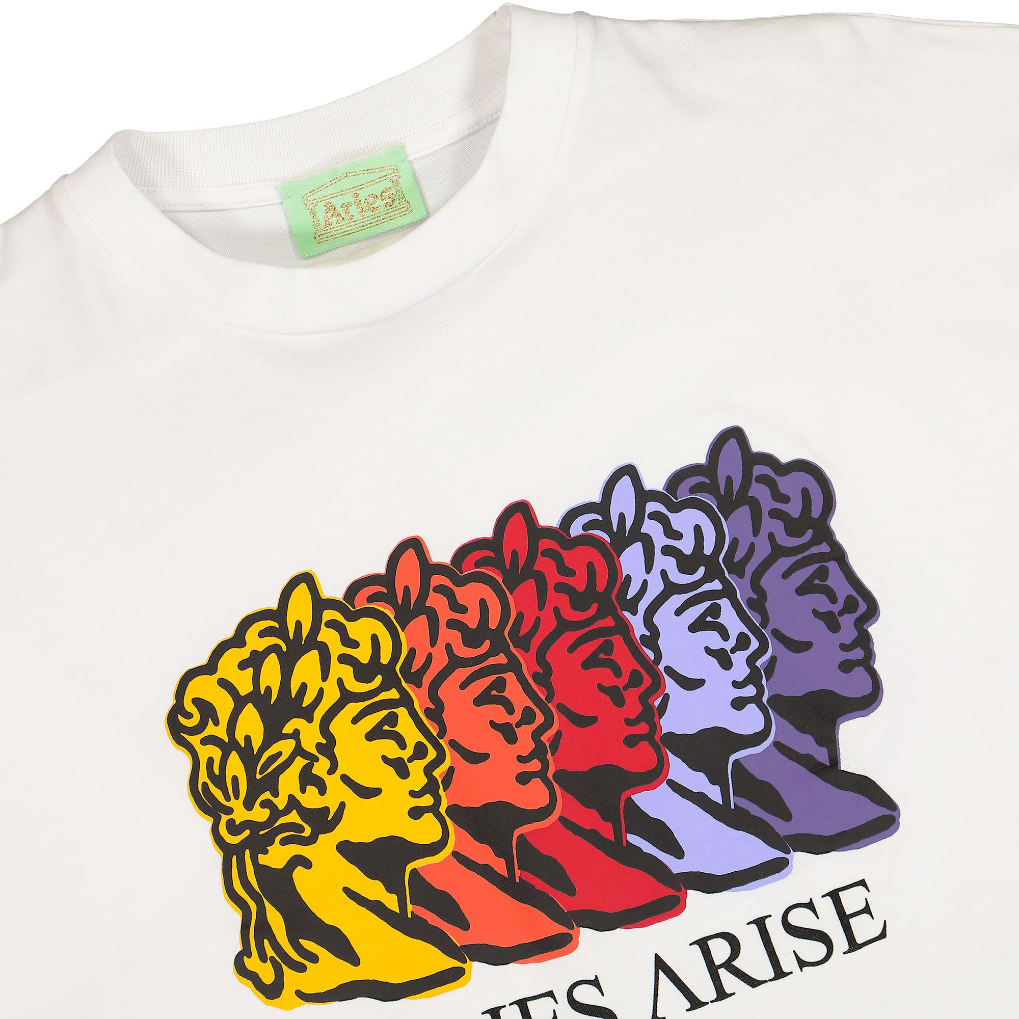Aries Roman Head SS Tee White T-Shirts Close-up | Overkill