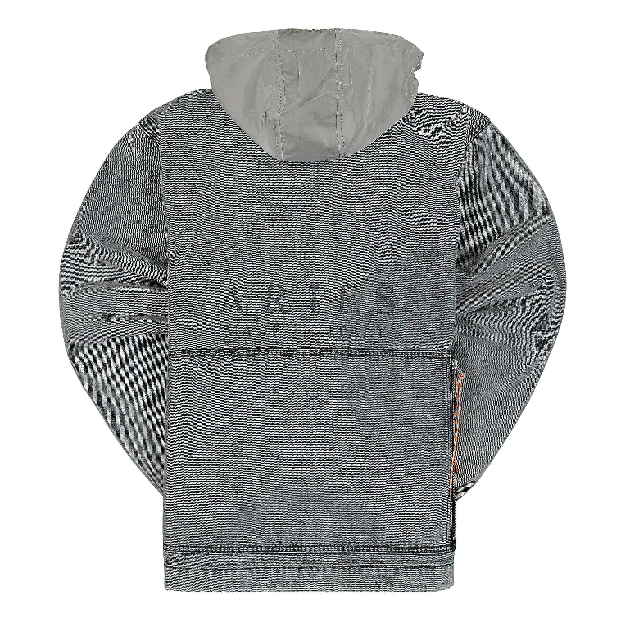 Aries Nylon Hooded Denim Jacket Acid Wash Jackets Close-up | Overkill