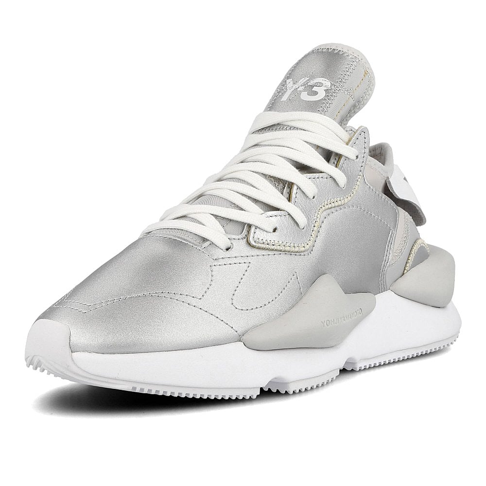 Y-3 kaiwa Silver Metallic-Running White-Silver Metallic Sneakers Close Up | Overkill