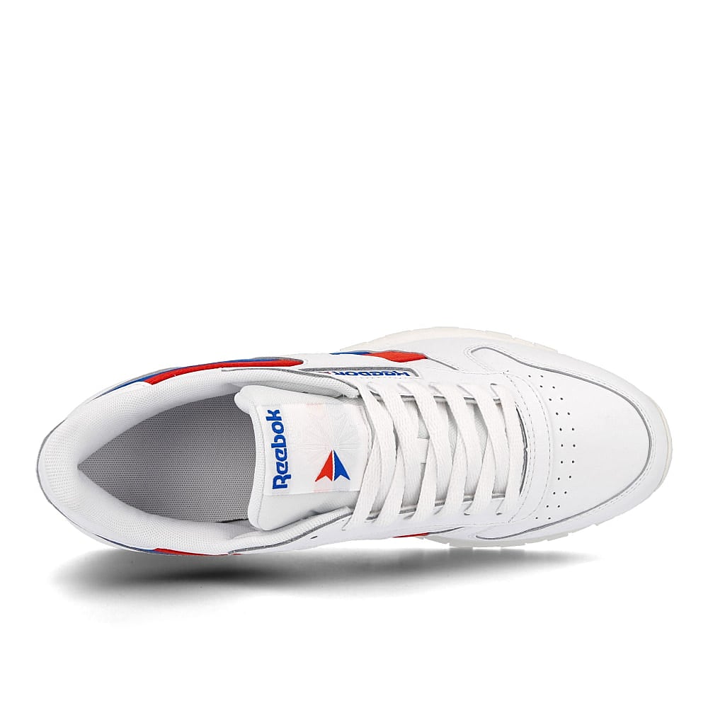 Reebok classic leather White-Instinct Red-Dynamic Blue Low Top Sneakers Detailfoto | Overkill