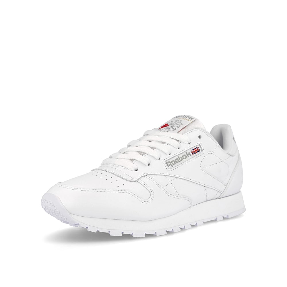 Reebok classic leather White-White-Light Grey Low Top Sneakers Close Up | Overkill