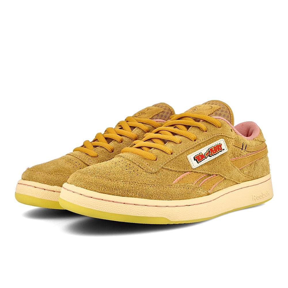 Reebok Tom & Jerry x Reebok Club C Revenge MU Bold Brass-Bold Brass-Quiet Pink Sneakers Close Up | Overkill