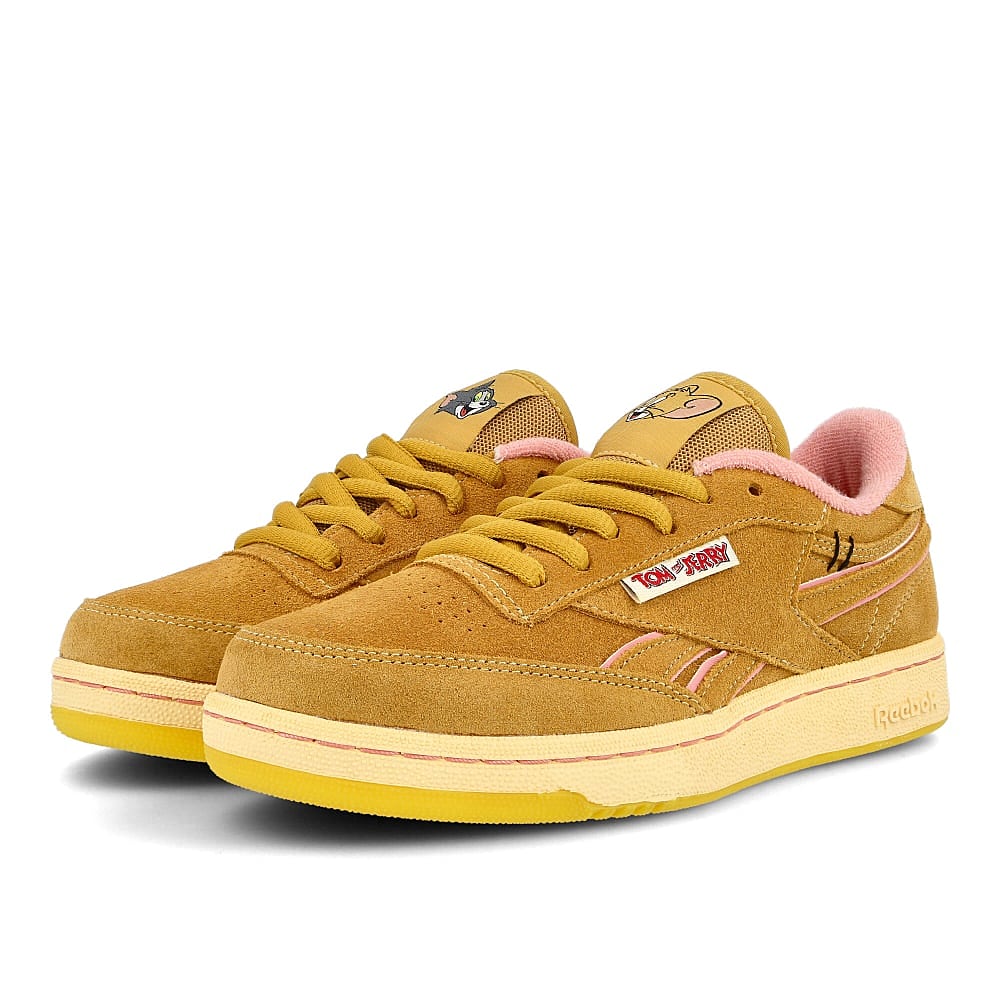 Reebok Tom & Jerry x Reebok Club C Revenge MU Bold Brass-Bold Brass-Quiet Pink Sneakers Close Up | Overkill