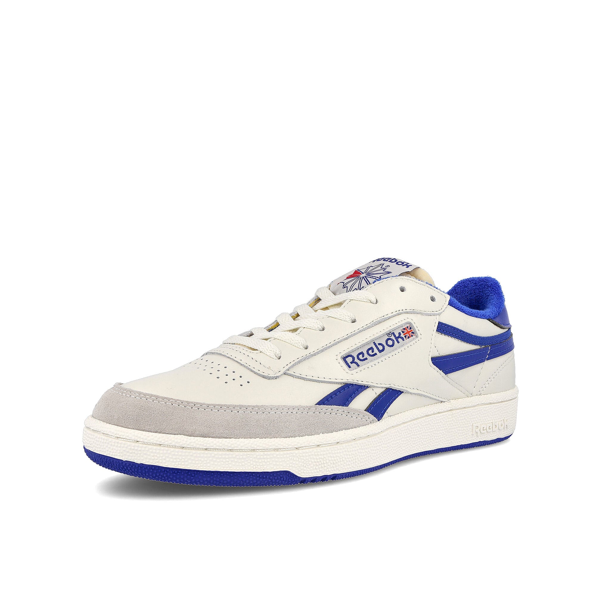 Reebok club c revenge vintage Chalk-Collegiate Royal-Ex Cellent Red Low Top Sneakers Close Up | Overkill