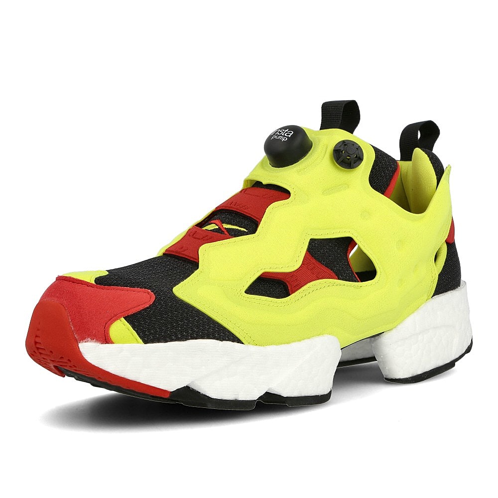 Reebok adidas x Reebok Instapump Fury BOOST Black-Hypergreen-Reebok Red Low Top Sneakers Close Up | Overkill