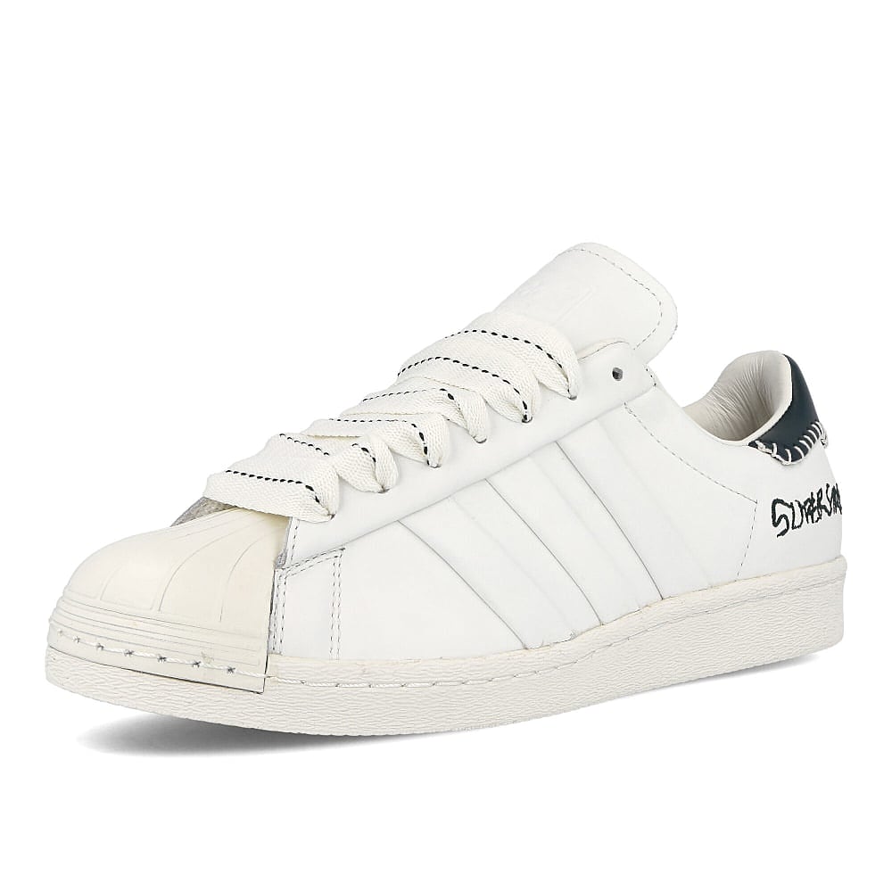 adidas Jonah Hill x adidas Superstar Cloud White-Green Night-Off White Sneakers Close Up | Overkill