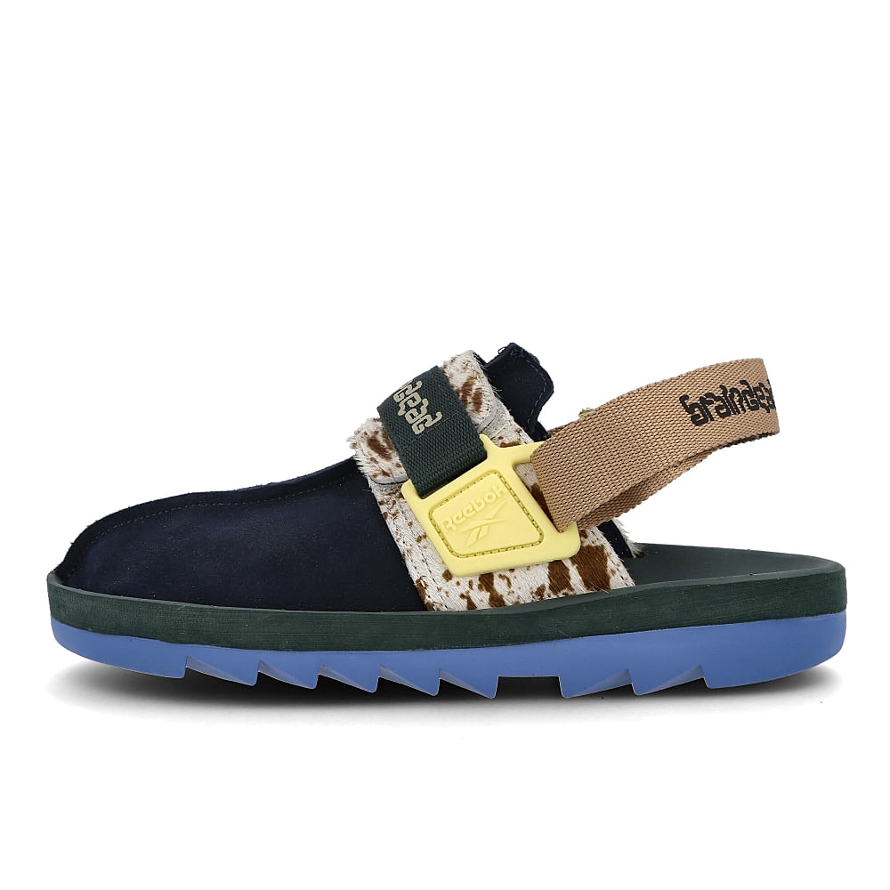Reebok Brain Dead x Reebok Beatnik Collegiate Navy-Ivy Green-Shady Grey Slides, Sandals & Slippers FW9829 | Overkill