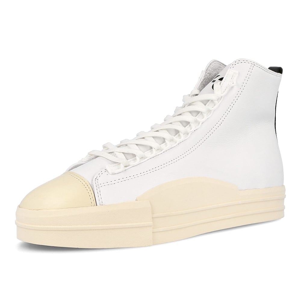 Y-3 yuben mid Core White-Black-Ecru Tint Sneakers Close Up | Overkill