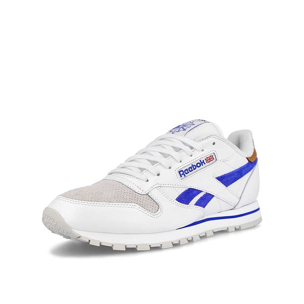 Reebok classic leather White/ Court Blue-Morning Fog Low Top Sneakers Close Up | Overkill