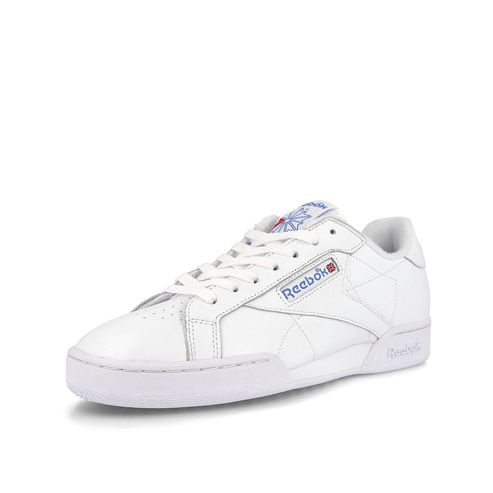 Reebok npc uk ii White / Athletic Blue / White Low Top Sneakers Close Up | Overkill