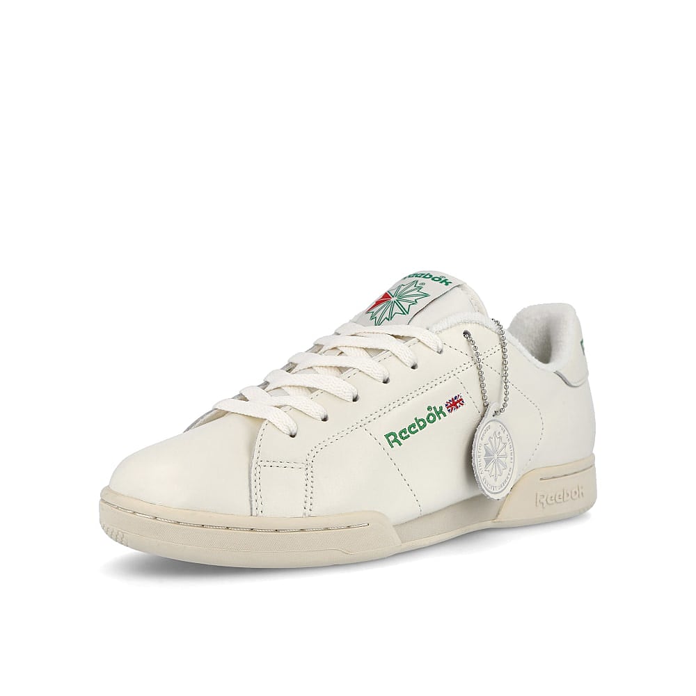 Reebok npc ii Chalk / Alabaster / Glen Green Low Top Sneakers Close Up | Overkill