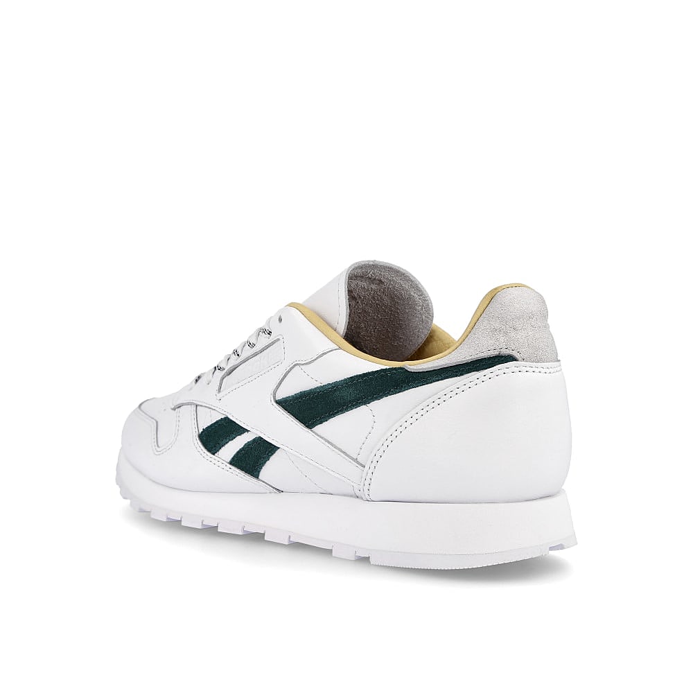 Reebok classic leather White / Gold Metallic / Forest Green Close-up | Overkill