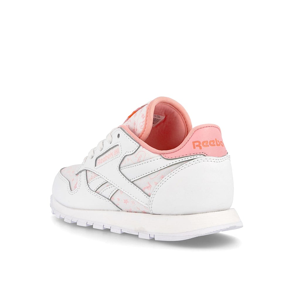 Reebok classic leather kids White-Pink Glow-Twisted Coral Low Top Sneakers Material | Overkill