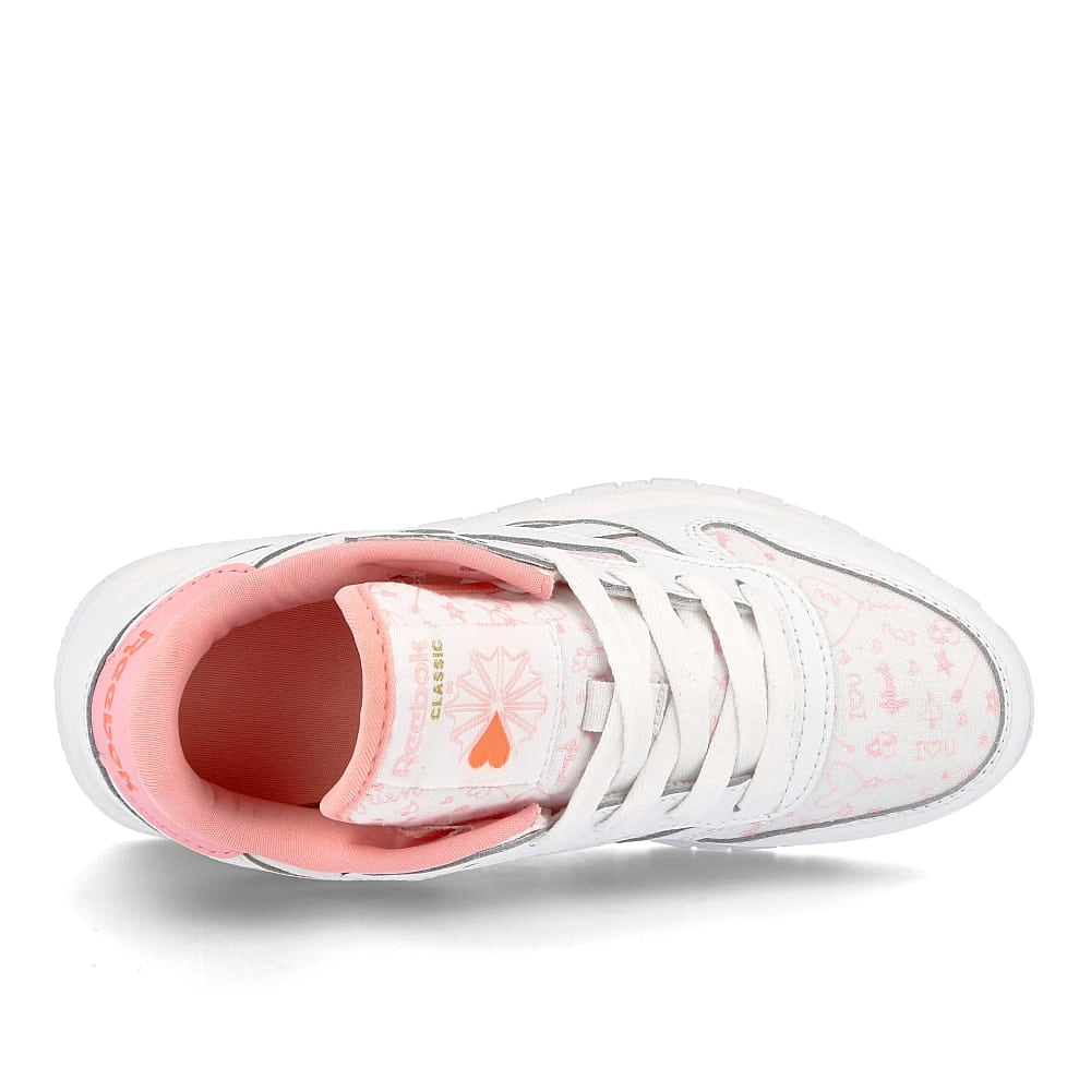 Reebok classic leather kids White-Pink Glow-Twisted Coral Low Top Sneakers Detailfoto | Overkill