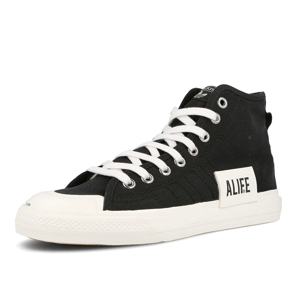 adidas Alife x adidas Nizza Hi Core Black-Off White-Off White Sneakers Close Up | Overkill