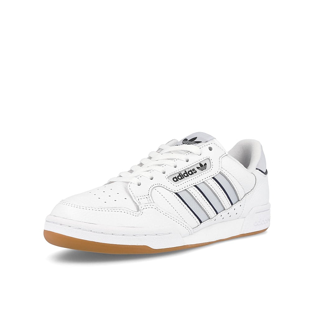 adidas continental 80 stripes Footwear White-Halo Blue-Colligiate Navy Sneakers Close Up | Overkill