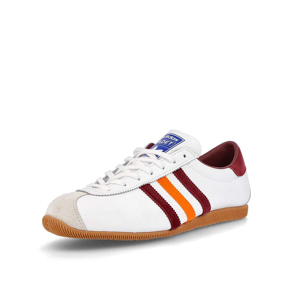 adidas cadet Footwear White-Collegiate Burgundy-Orange Sneakers Close Up | Overkill
