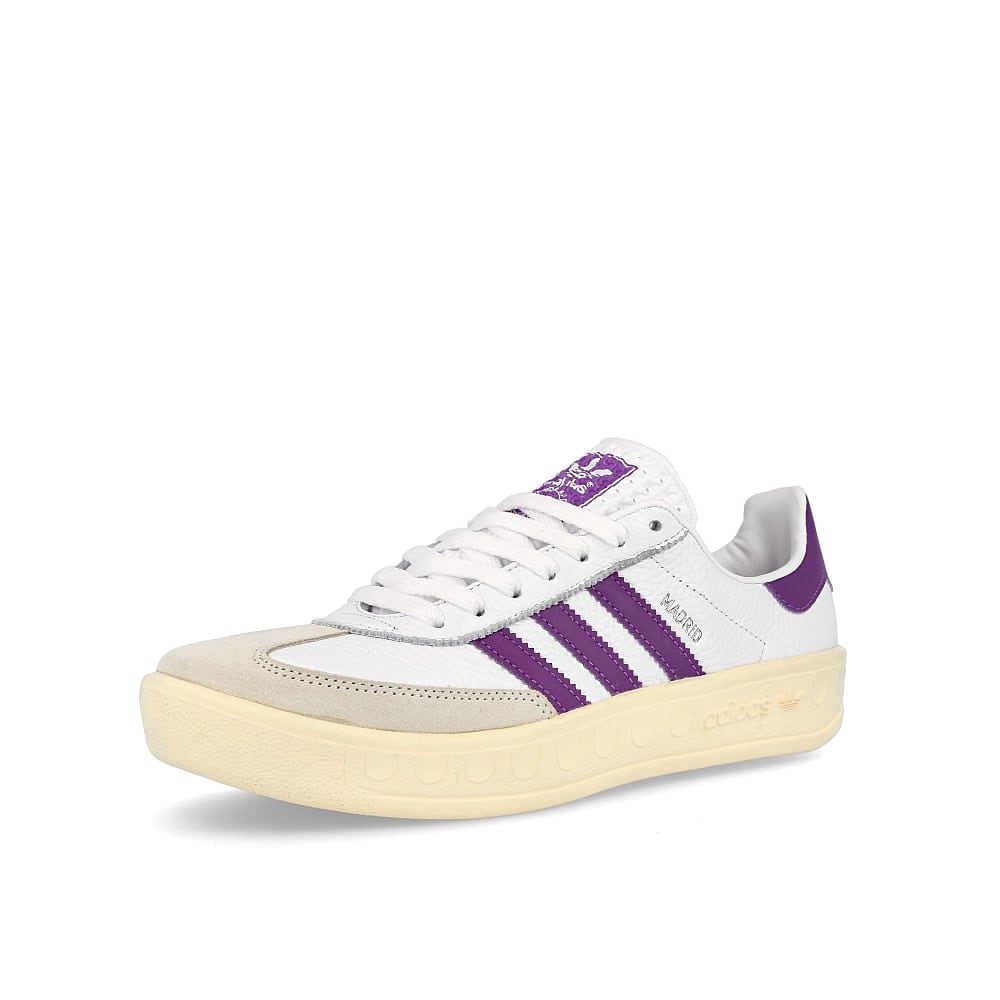adidas madrid Footwear White-Shock Purple-Cream White Sneakers Close Up | Overkill