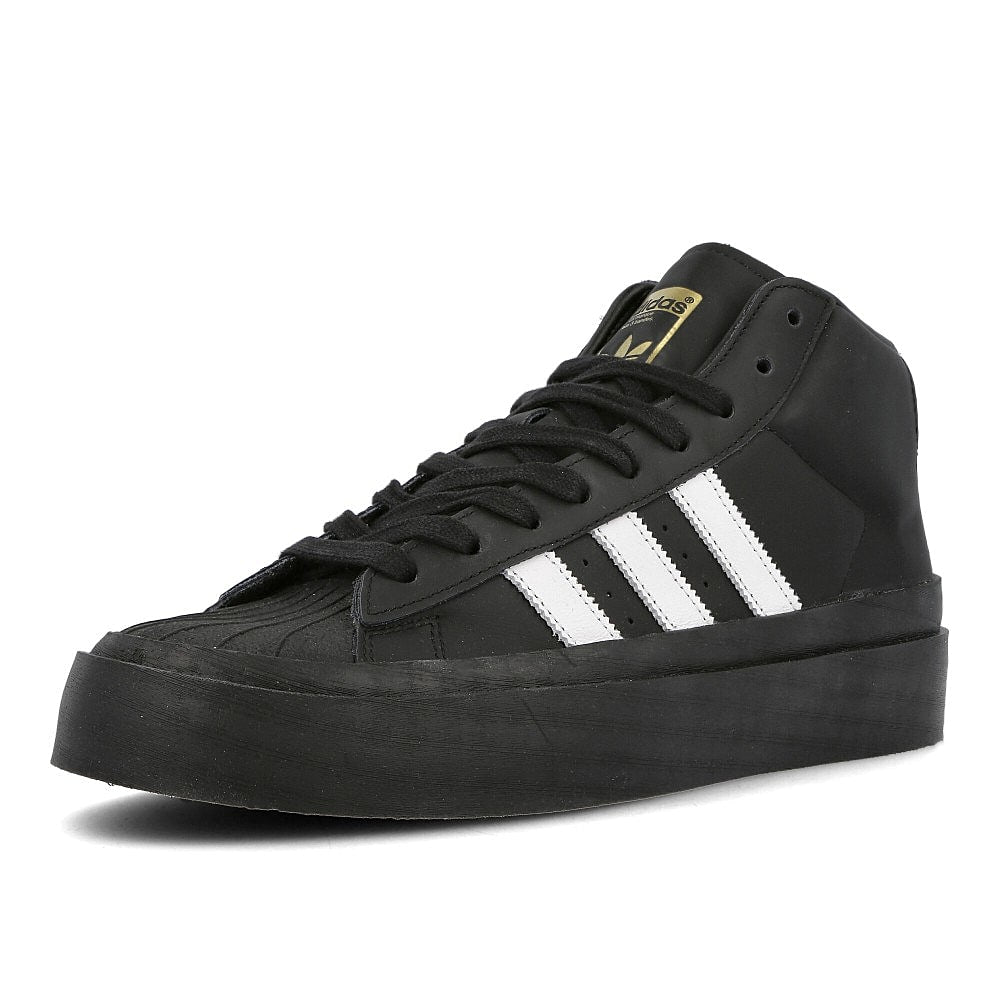 adidas 424 x adidas Pro Model Running White-Core Black-Off White Mid Top Sneakers Close Up | Overkill